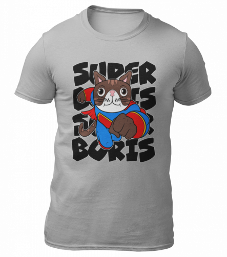 Tričko SUPER BORIS - šedé - Velikost: Dospělé - M