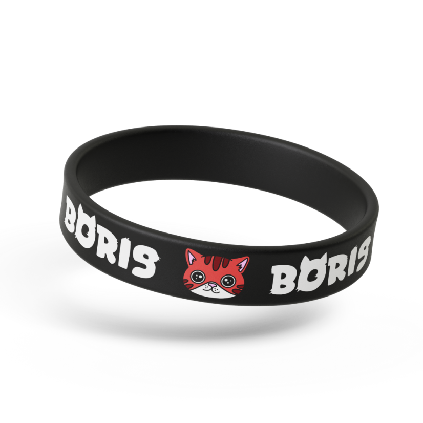 Gumový náramek KOCOUREK BORIS - černý
